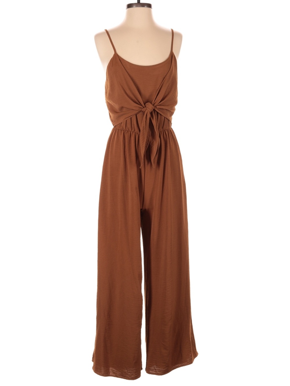 Stylish & Sexy Everly Brown Tie-Front Wide-Leg Jumpsuit